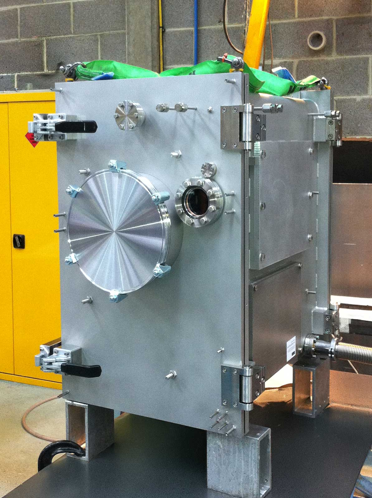 Completed precision-engineered ultra-high vacuum chamber manufactured by NTE.
